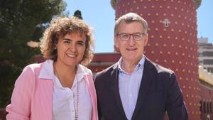 Dolors Montserrat y Alberto Núñez Feijóo esta mañana durante el anuncio de la candidatura en Figueres