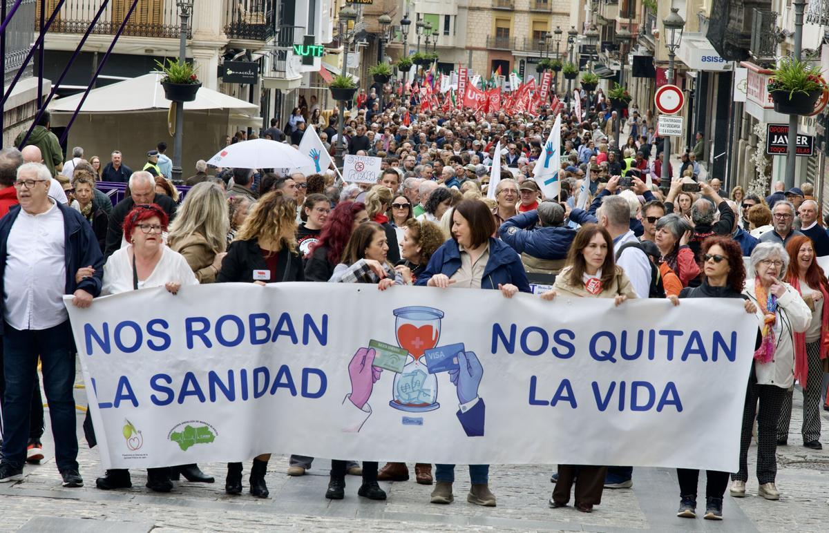 Manifestación por la sanidad pública celebrada este domingo en Jaén.