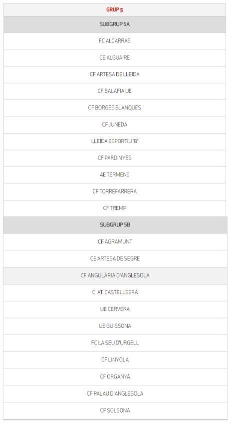 Grup 5 de Segona Catalana masculina