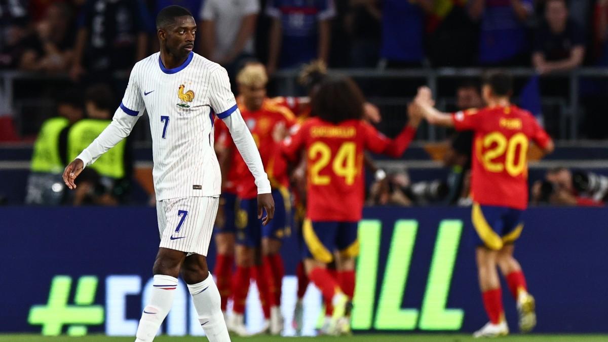 Dembélé en la eliminación de Francia ante España