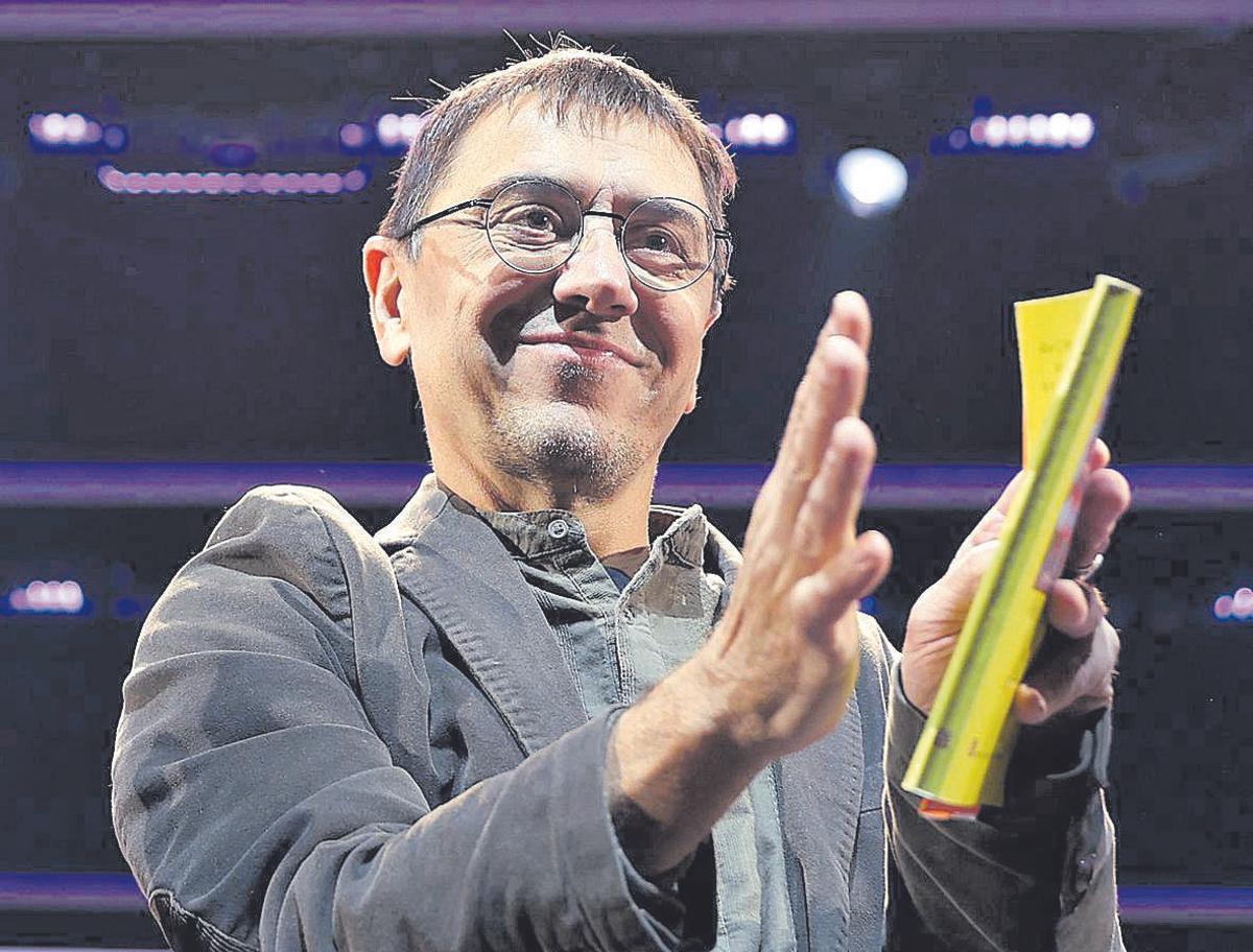 El fundador de Podemos, Juan Carlos Monedero, durante el acto de clausura de la Universidad de Otoño del partido en noviembre de 2022.