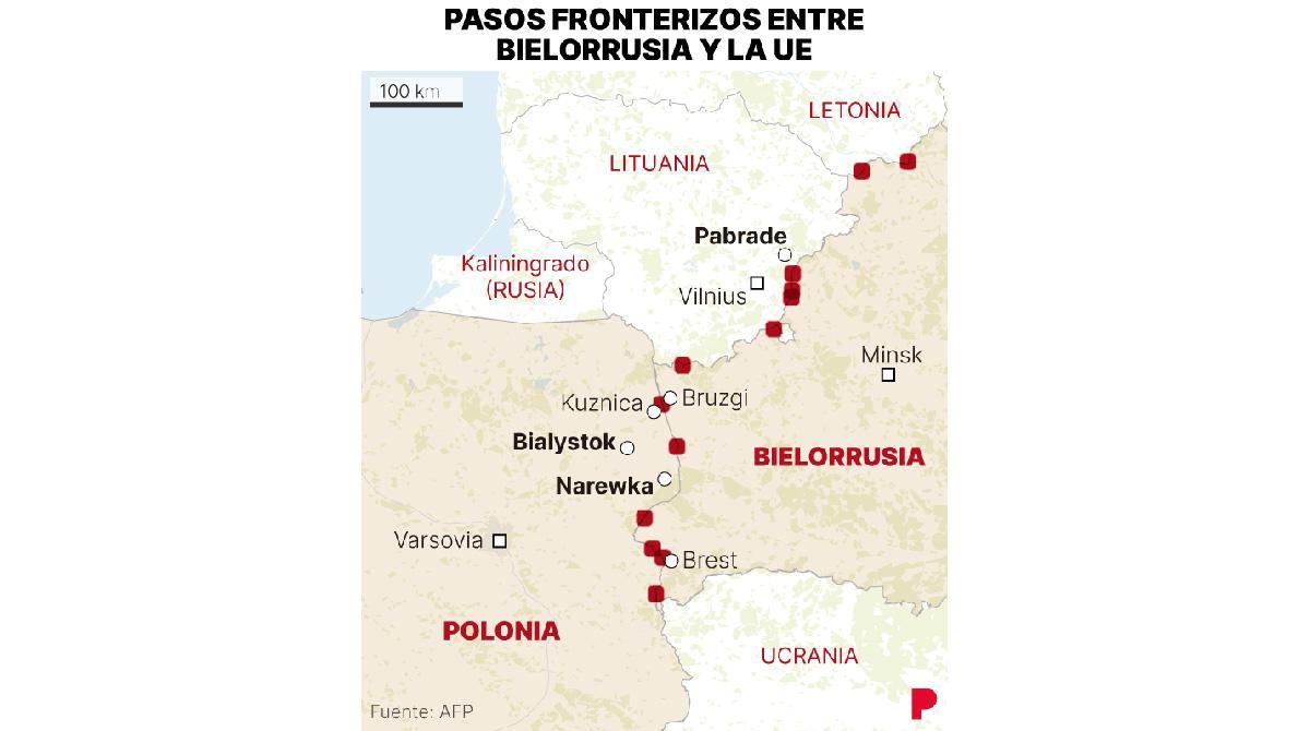 Pasos fronterizos entre Bielorrusia y la UE.