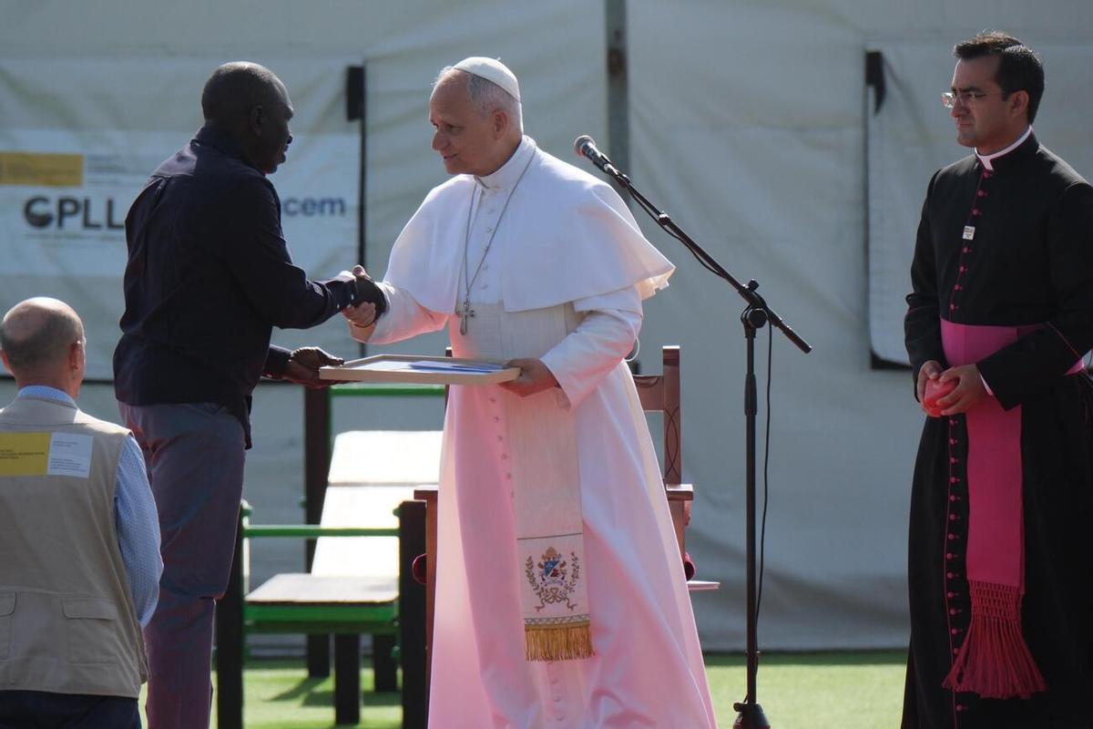 Acto del papa León XIV en el Centro de Acogida de Migrantes en Las Raíces, en La Laguna (Tenerife)
