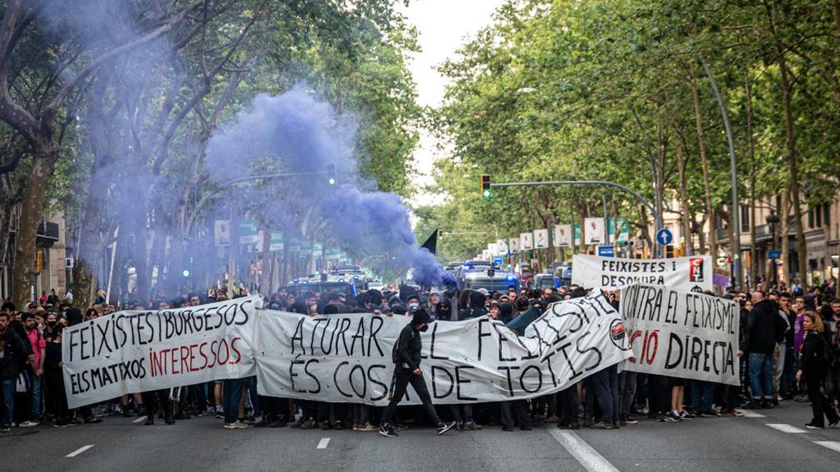 Manifestación antifascista de plaza Universitat