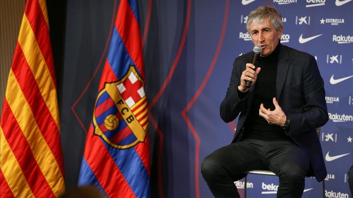 Setién, durante su presentación como entrenador del Barça