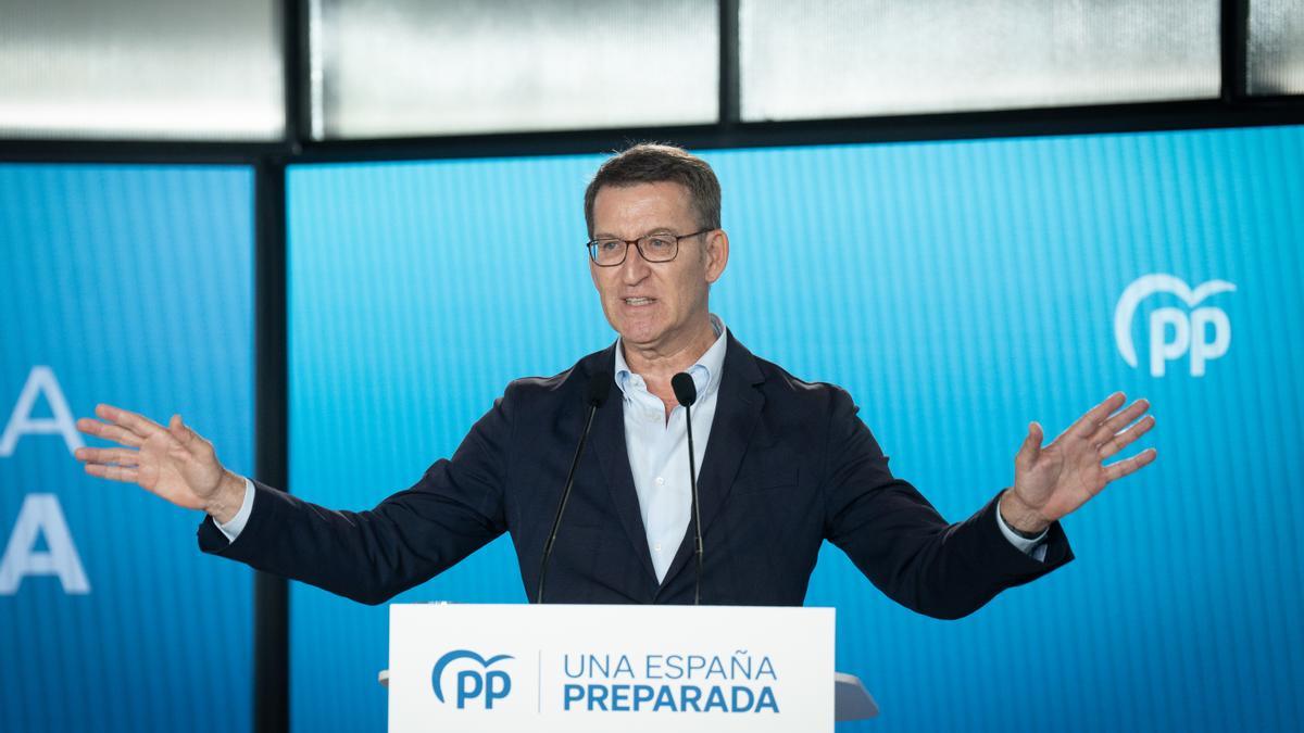El presidente del PP, Alberto Núñez Feijóo, en un acto del partido esta semana.
