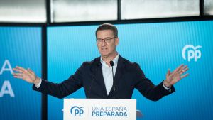 El presidente del PP, Alberto Núñez Feijóo, en un acto del partido esta semana. 