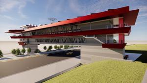 Render del edificio Circuit Rooftop que se estrenará en el próximo GP de España en el Circuit