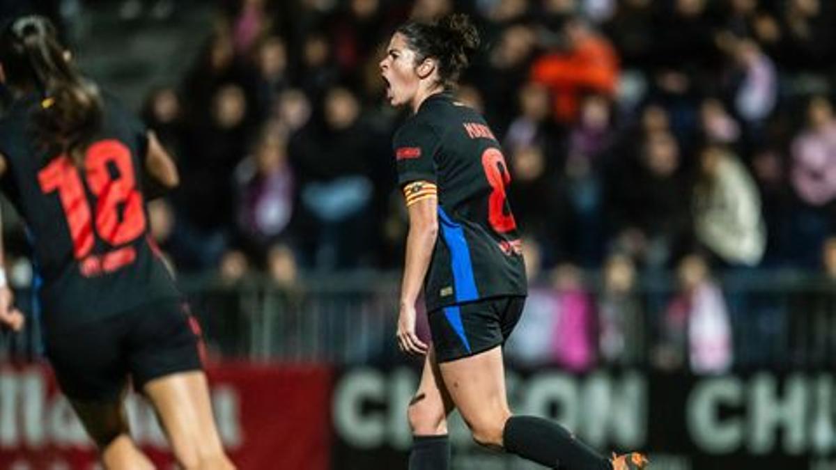 Marta Torrejón celebrando el gol