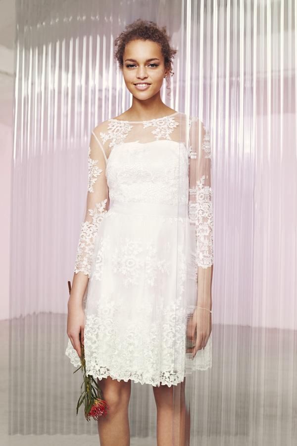 Colección Bridal Asos 2016: vestido corto con encaje y transparencias
