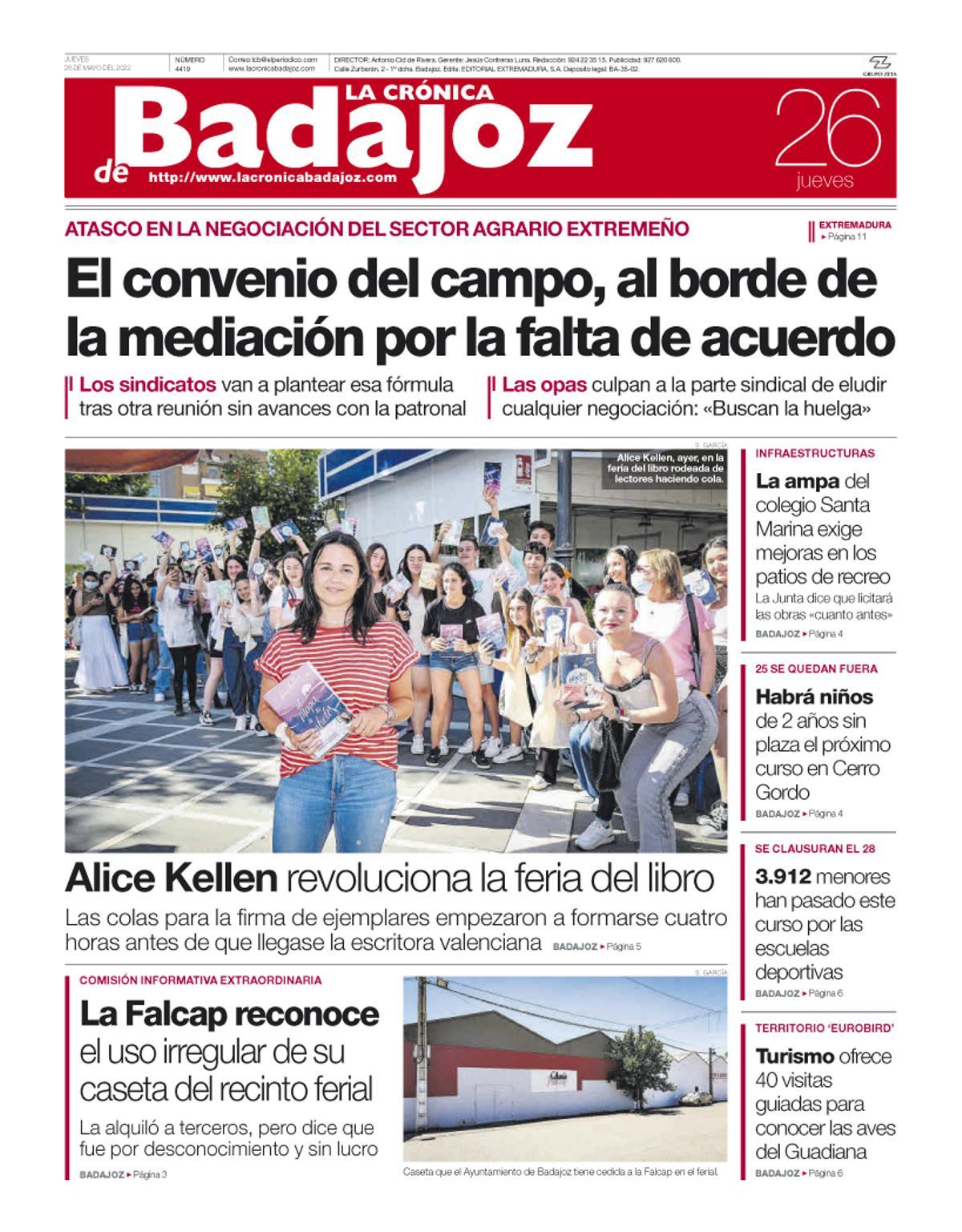 Consulta la portada correspondiente al día 26 de mayo del 2022