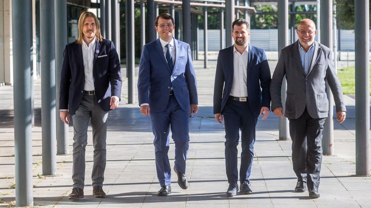 De izquierda a derecha, Fernández, Mañueco, Tudanca e Igea, en la campaña de 2019. | L. O. Z.