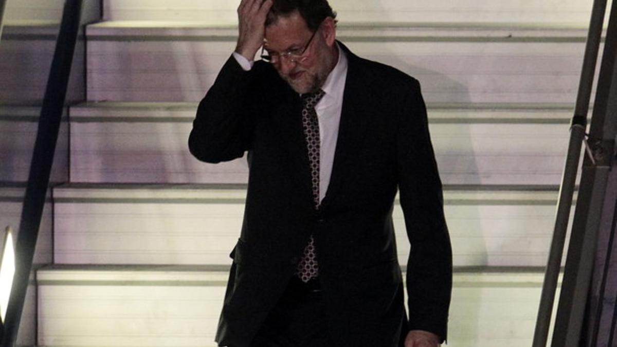 Mariano Rajoy, a su llegada a Santiago de Chile, el jueves.
