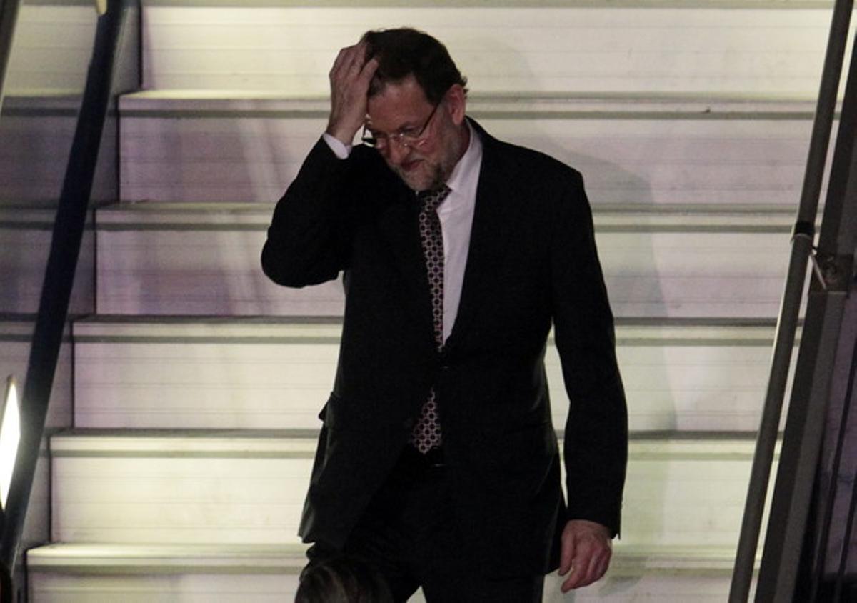 Mariano Rajoy, a su llegada a Santiago de Chile, el jueves.