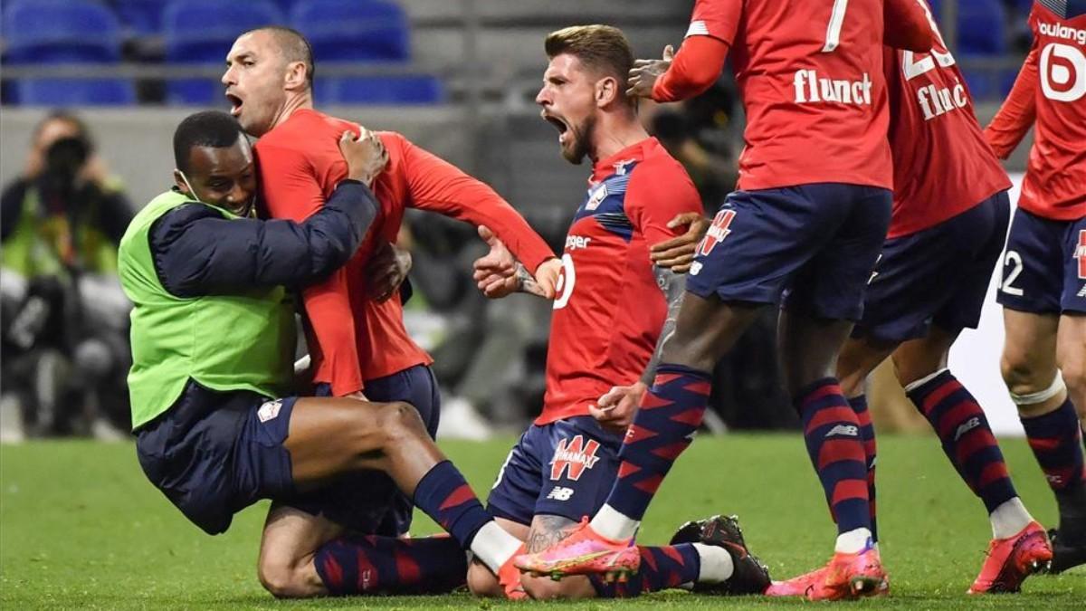 Yilmaz celebrando el primer gol del Lille.