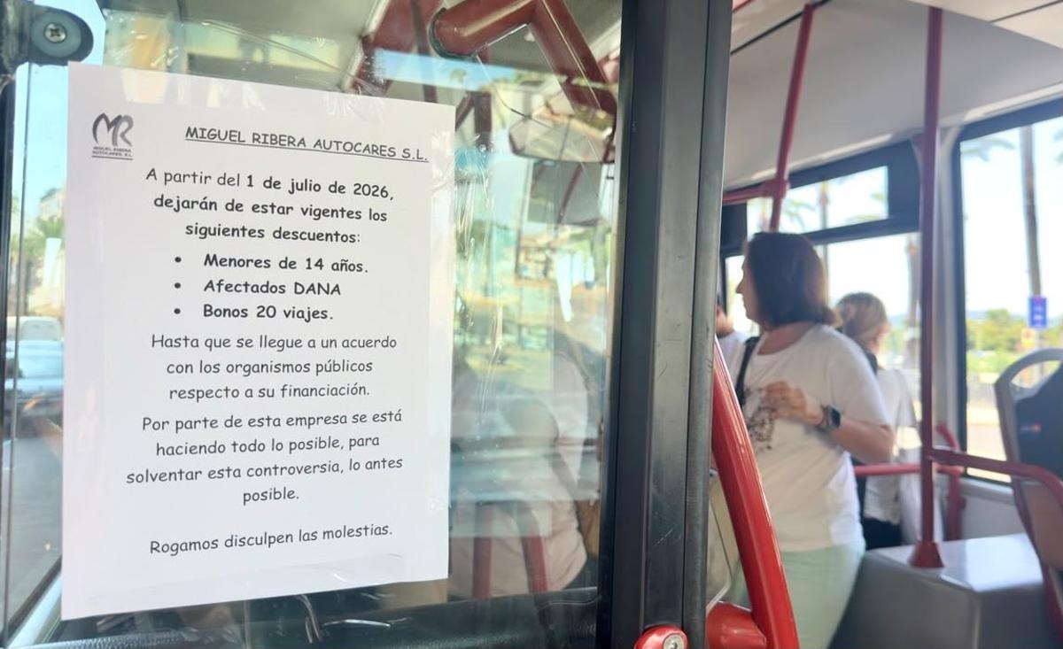 Nota informativa que anuncia el fin de las bonificaciones.