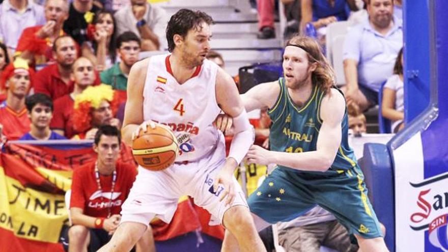 Pau Gasol durante el partido ante Australia.