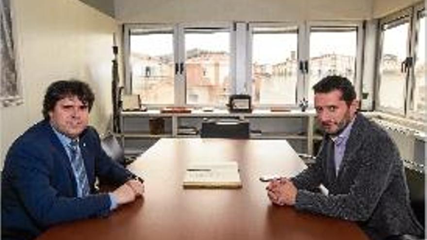 Pere Vila i Jaume Busquets, en la reunió de treball de divendres.