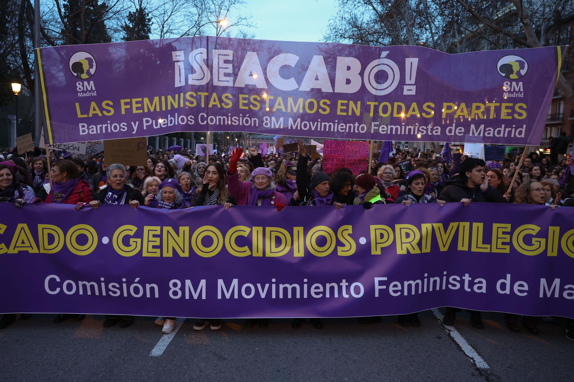 Manifestación de la Comisión 8M bajo el lema 'Patriarcado, Genocidio, Privilegios #SeAcabó'