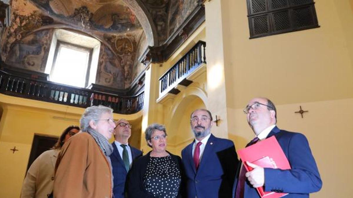 Iceta y Lambán han visitado este miércoles la iglesia de la Mantería.