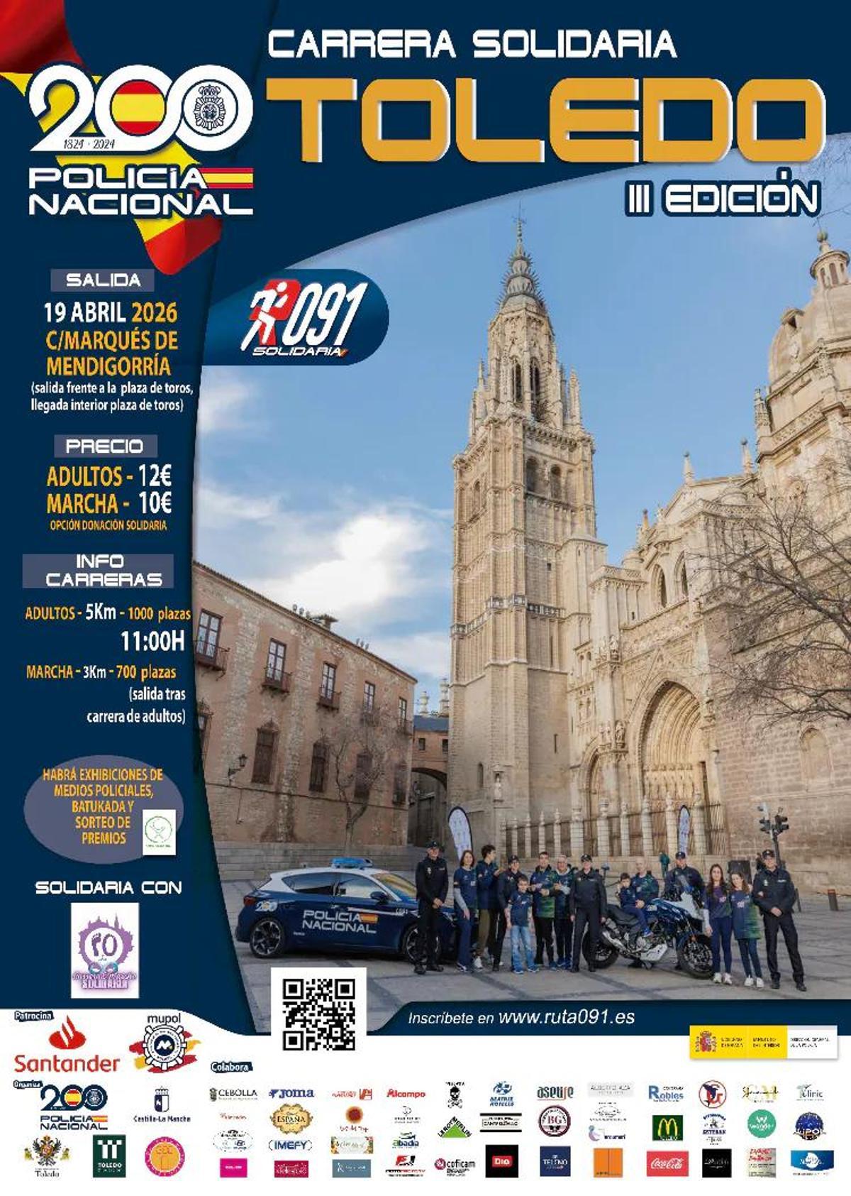 Cartel de la III edición de la Carrera Solidaria "Ruta 091" en Toledo