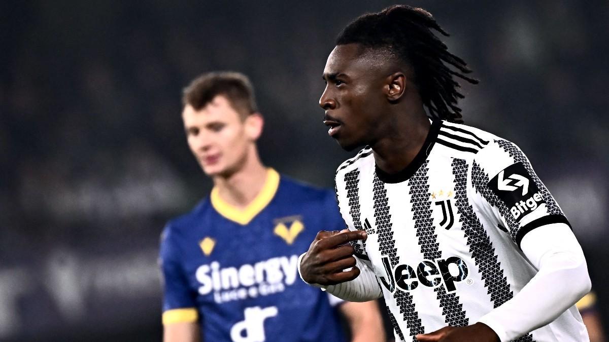 Moise Kean celebra un gol con la Juventus