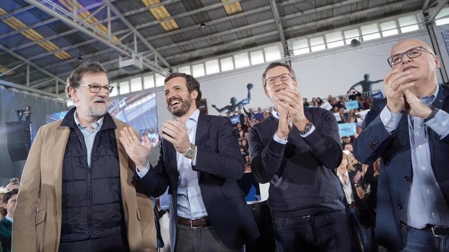 Rajoy, Casado, Feijóo y Baltar, hoy en Ourense. // PP