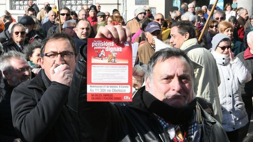 Protesta de pensionistas convocada por la CIG y celebrada en febrero en A Coruña.