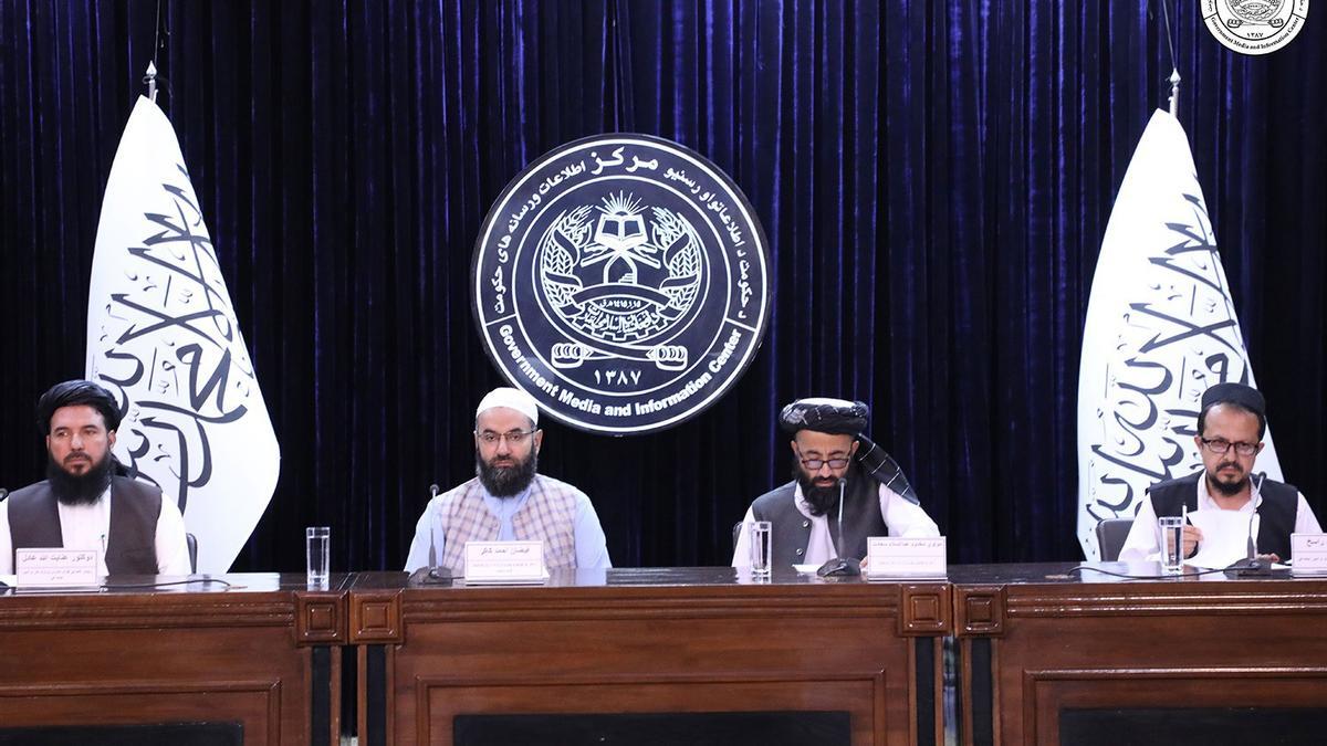 Foto de archivo de una rueda prensa del Ministerio Información del gobierno talibán