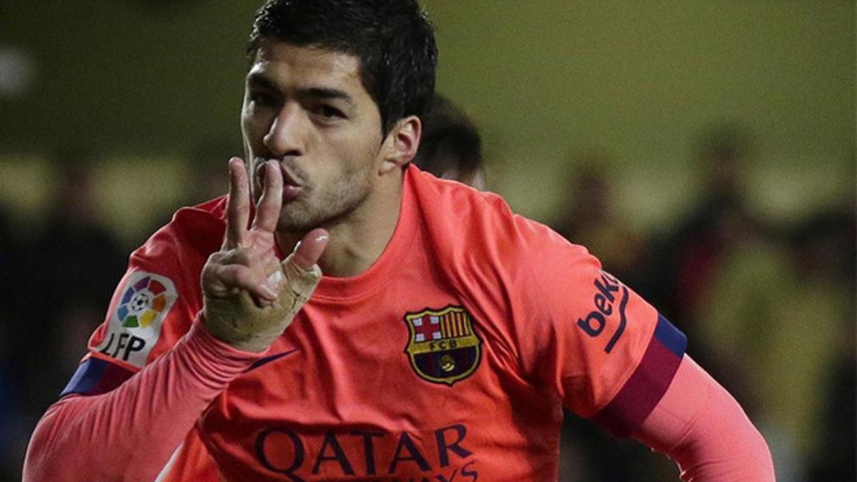 Suárez, celebrando su gol ante el Villarreal