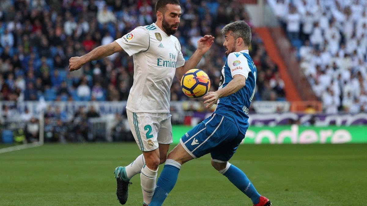 Carvajal, en el partido entre el Madrid y el Deportivo