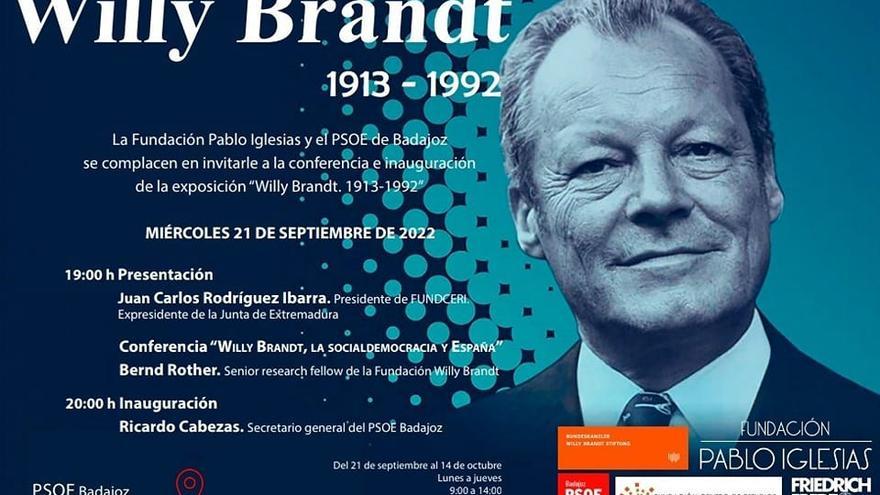 Invitación a la conferencia y exposición sobre Willy Brandt en Badajoz.