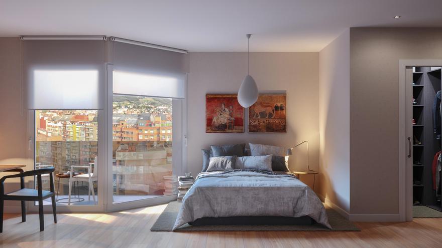 Recreación de cómo serán los nuevos pisos de Silla del Rey 25, en Oviedo