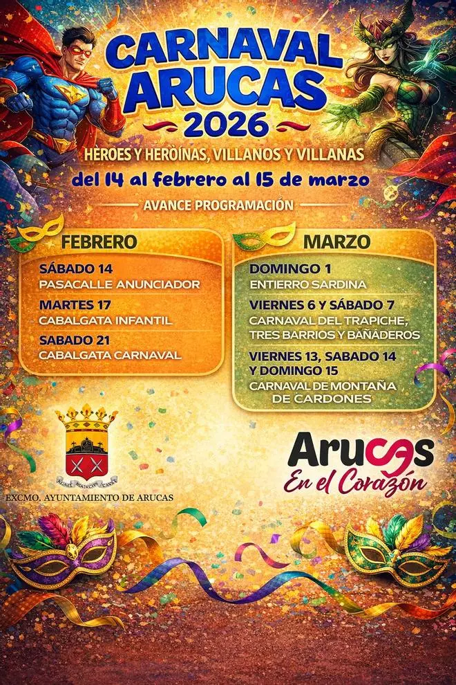 Arucas se convierte en un escenario de héroes y villanos para su carnaval