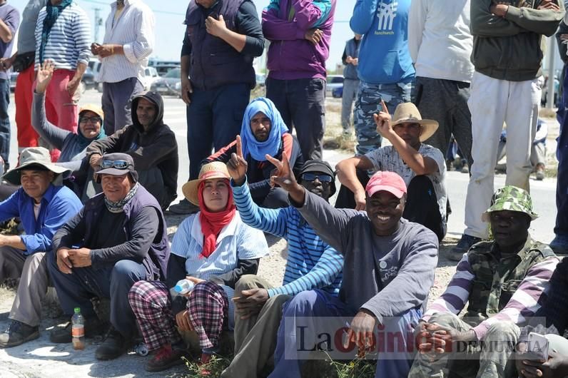 Protesta hortofrutícola en una empresa de El Raal