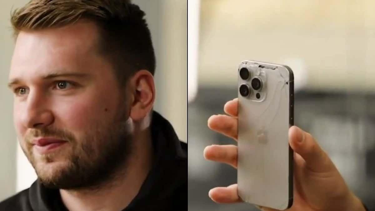 Doncic, con su teléfono roto