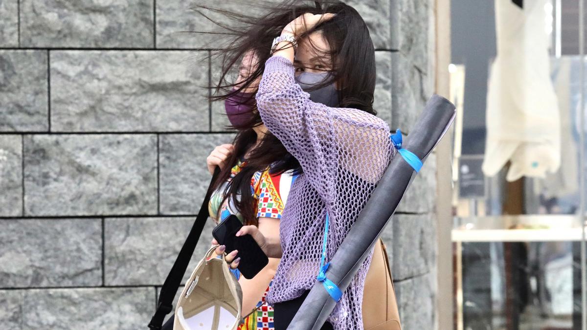 Una mujer pasea por las calles de Hong Kong.