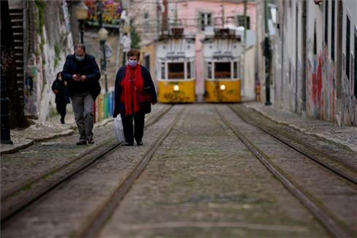 Una calle del centro de Lisboa, en febrero.