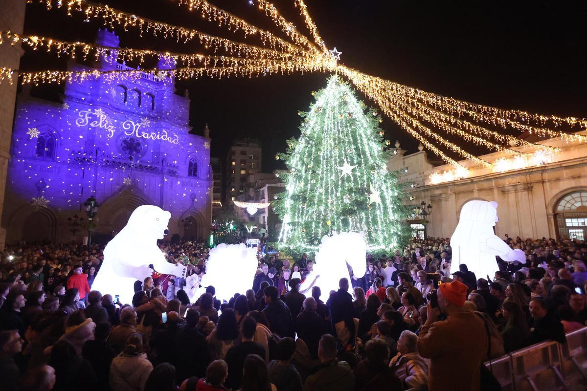 Osos luminosos en el acto de iluminación.