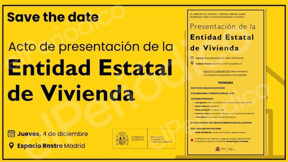 Imagen de la invitación y orden de las jornadas de presentación de la nueva empresa pública de vivienda