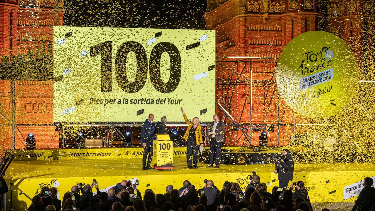 Barcelona celebra que ya solo faltan 100 días para la salida del Tour, este jueves.