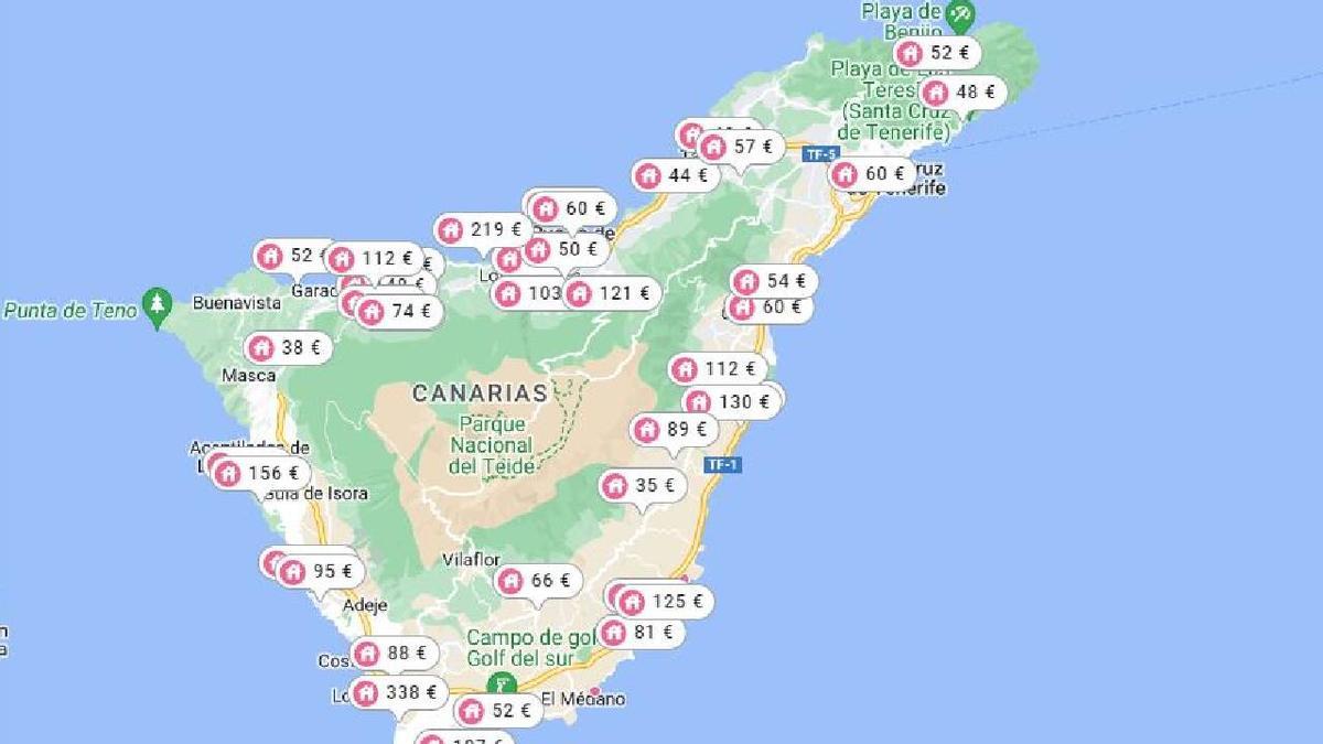 Precios de estancia diaria en algunas de las casas rurales de Tenerife