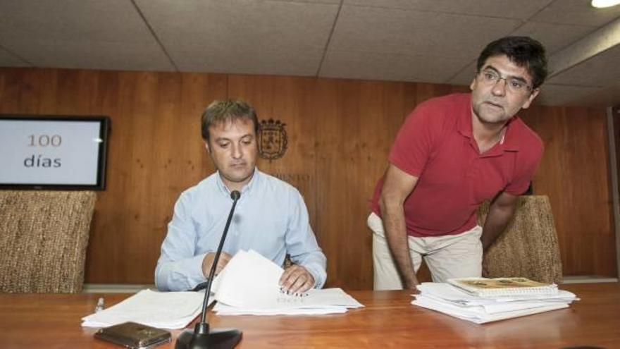 El portavoz del tripartito, Natxo Bellido (Compromís), y el vicealcalde, Miguel Ángel Pavón (Guanyar).