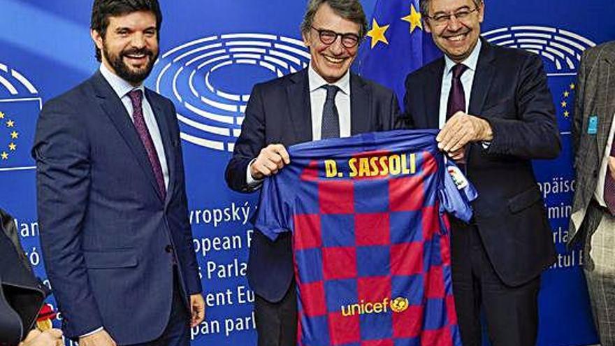 Bartomeu, ahir al matí a Brussel·les, on va reunir-se amb el president del Parlament Europeu.