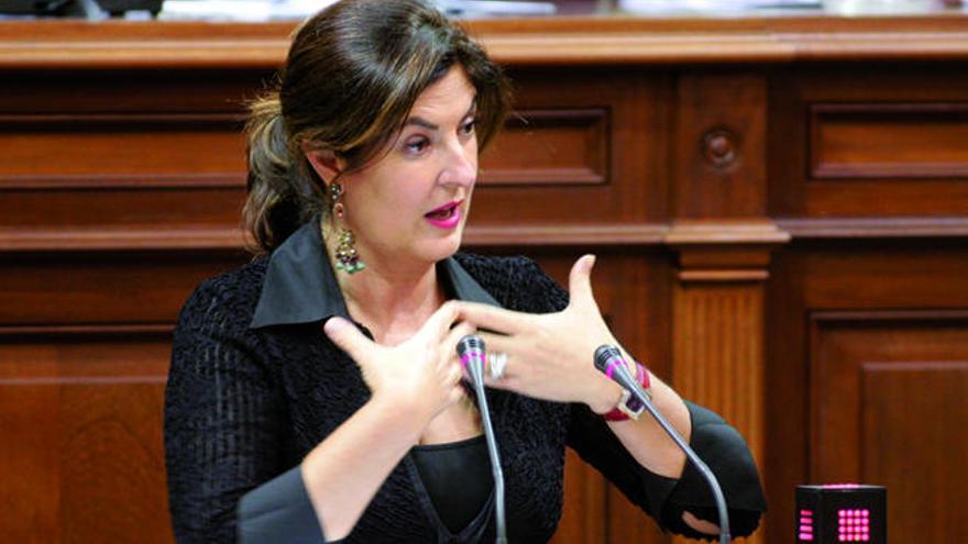 Belén Allende, durante una de sus intervenciones en el Parlamento de Canarias.