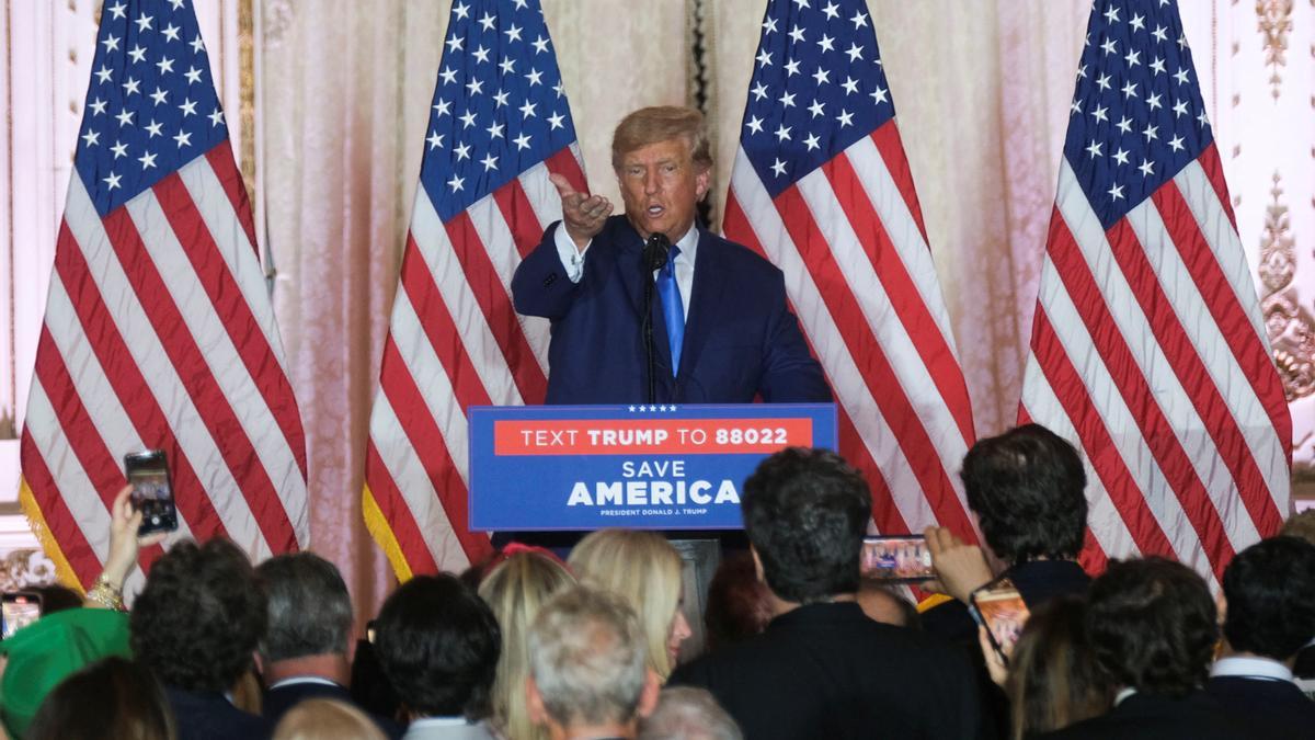 Former U.S. President Trump speaks at his Mar-a-Lago resort on 2022 U.S. midterm elections night