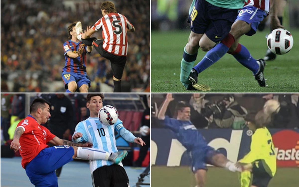 Messi acumula una larga lista de agresiones recibidas