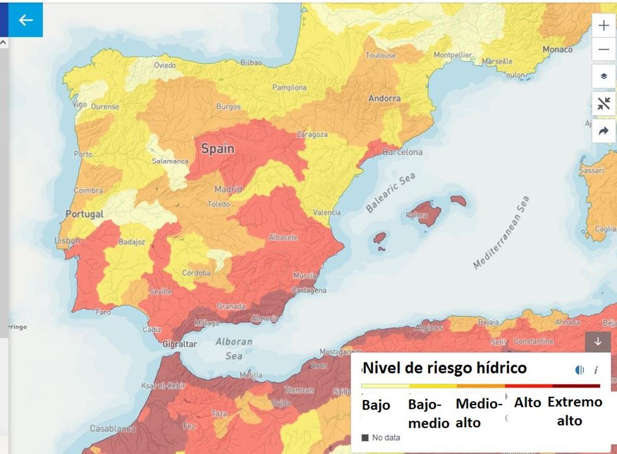 Mapa de riesgo hídrico actual