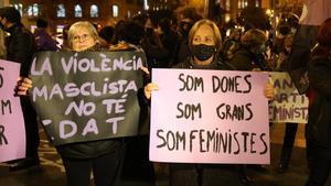 Manifestación en el centro de Barcelona contra la violencia de género