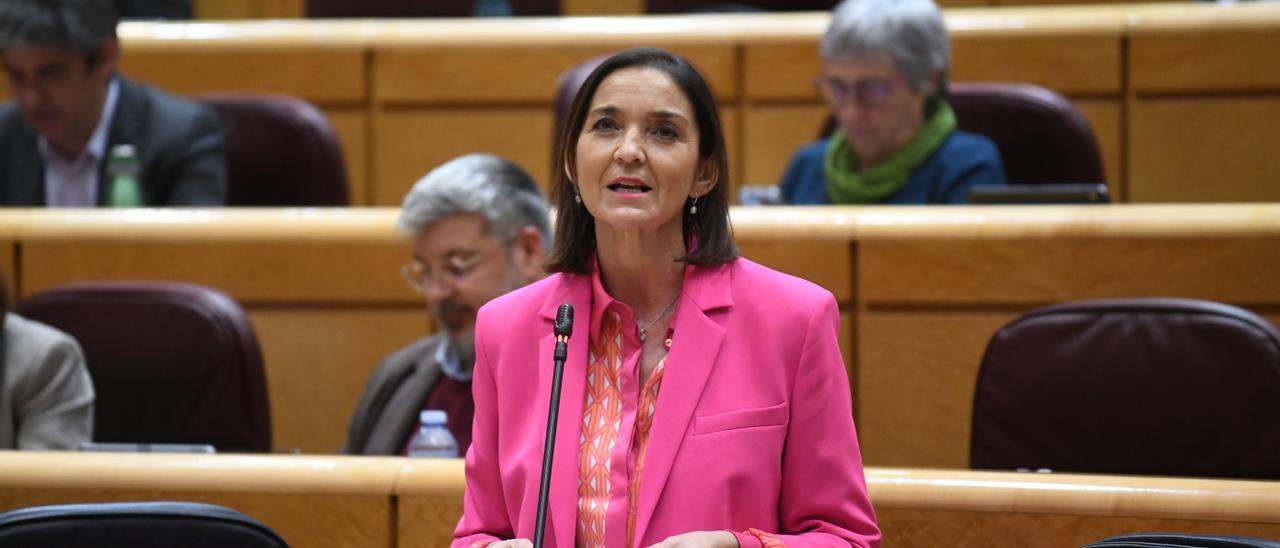 La ministra de Industria, Reyes Maroto, en su comparecencia en el Senado.